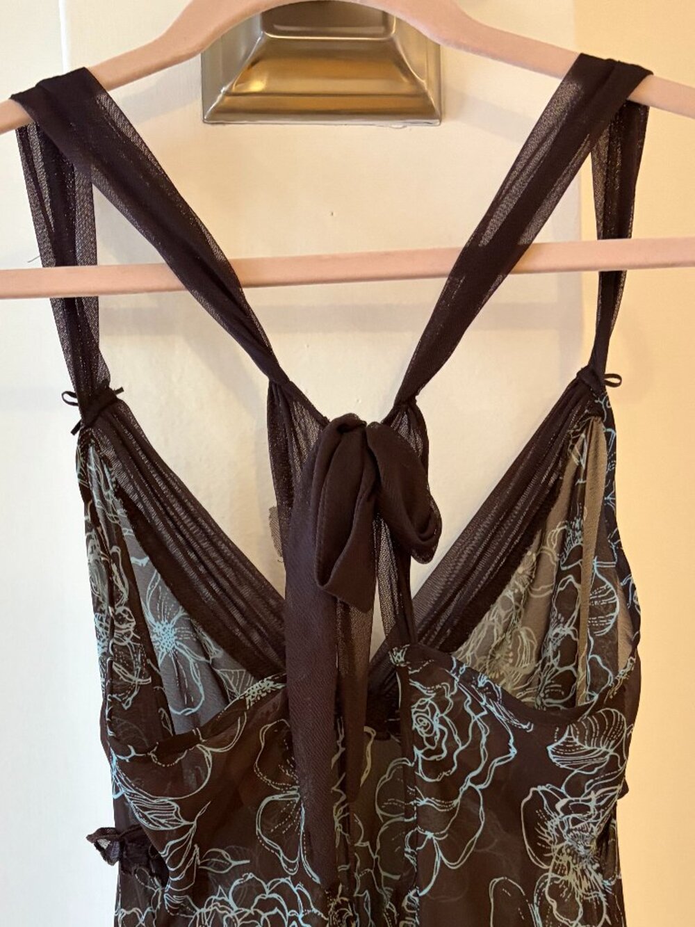 Brown and Blue Sheer Maxi Dress - La Vie En Rose XL - Picture 3 of 5